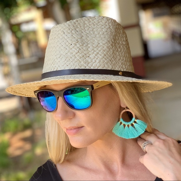 YOUR BIGGEST FAN TASSEL EARRINGS-TEAL - Picture 4 of 4